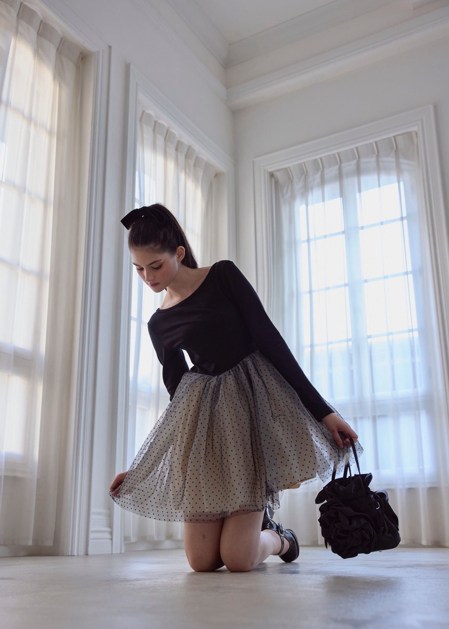 【10月中旬発送】Ballerina dot tulle docking one-piece