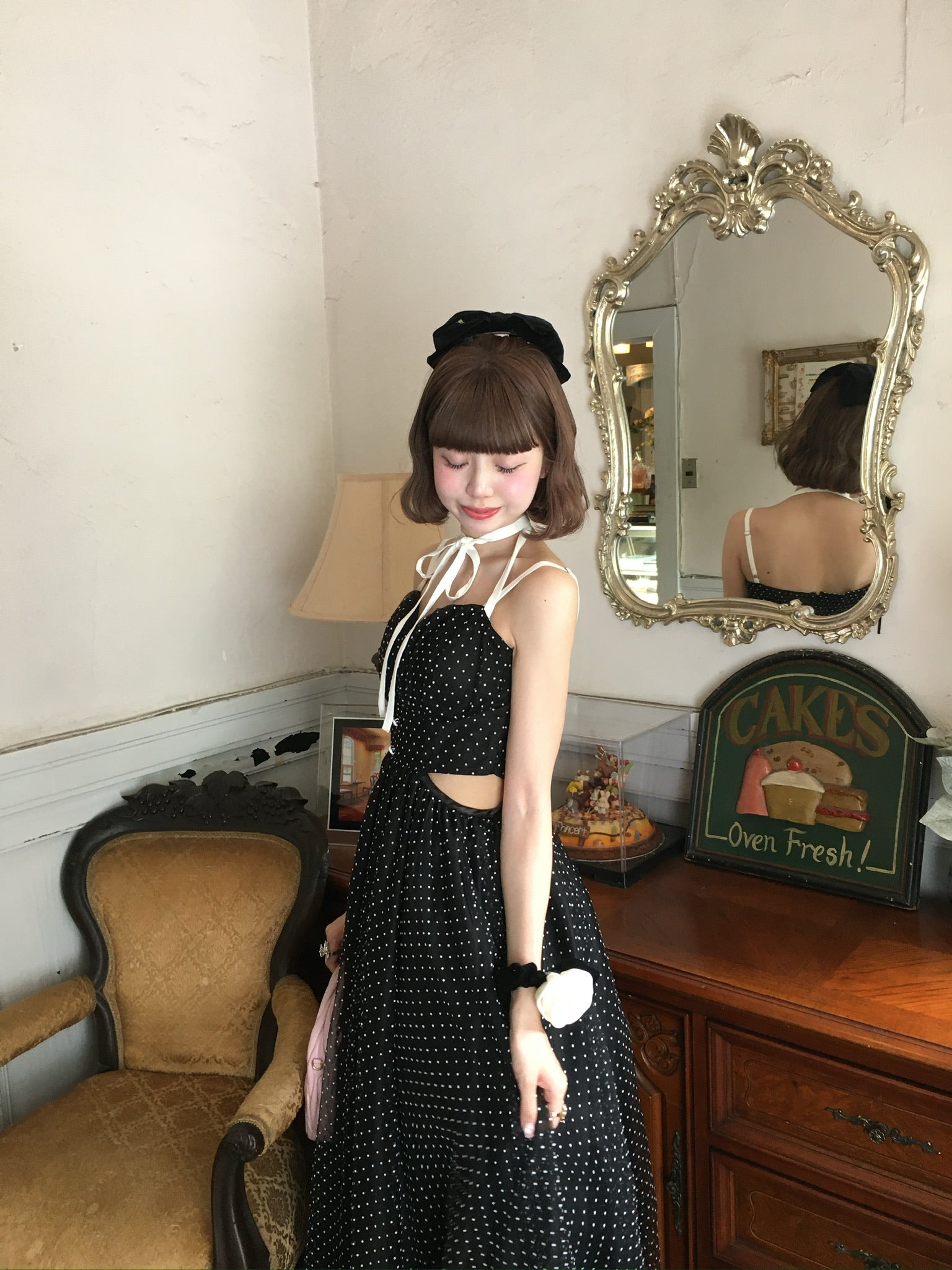 Dot tulle ribbon long dress – Treat Ürself