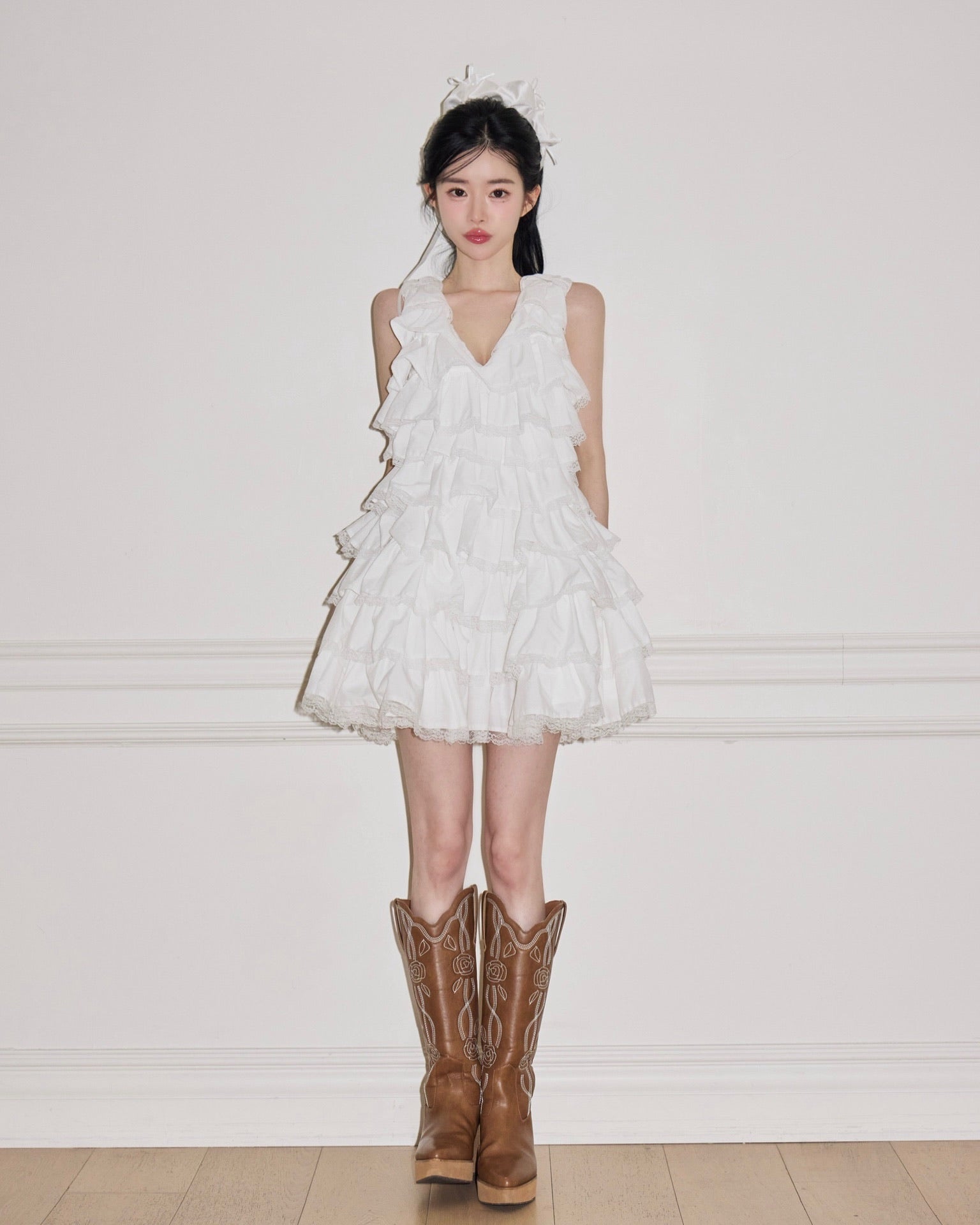angel wing mini dress(white)