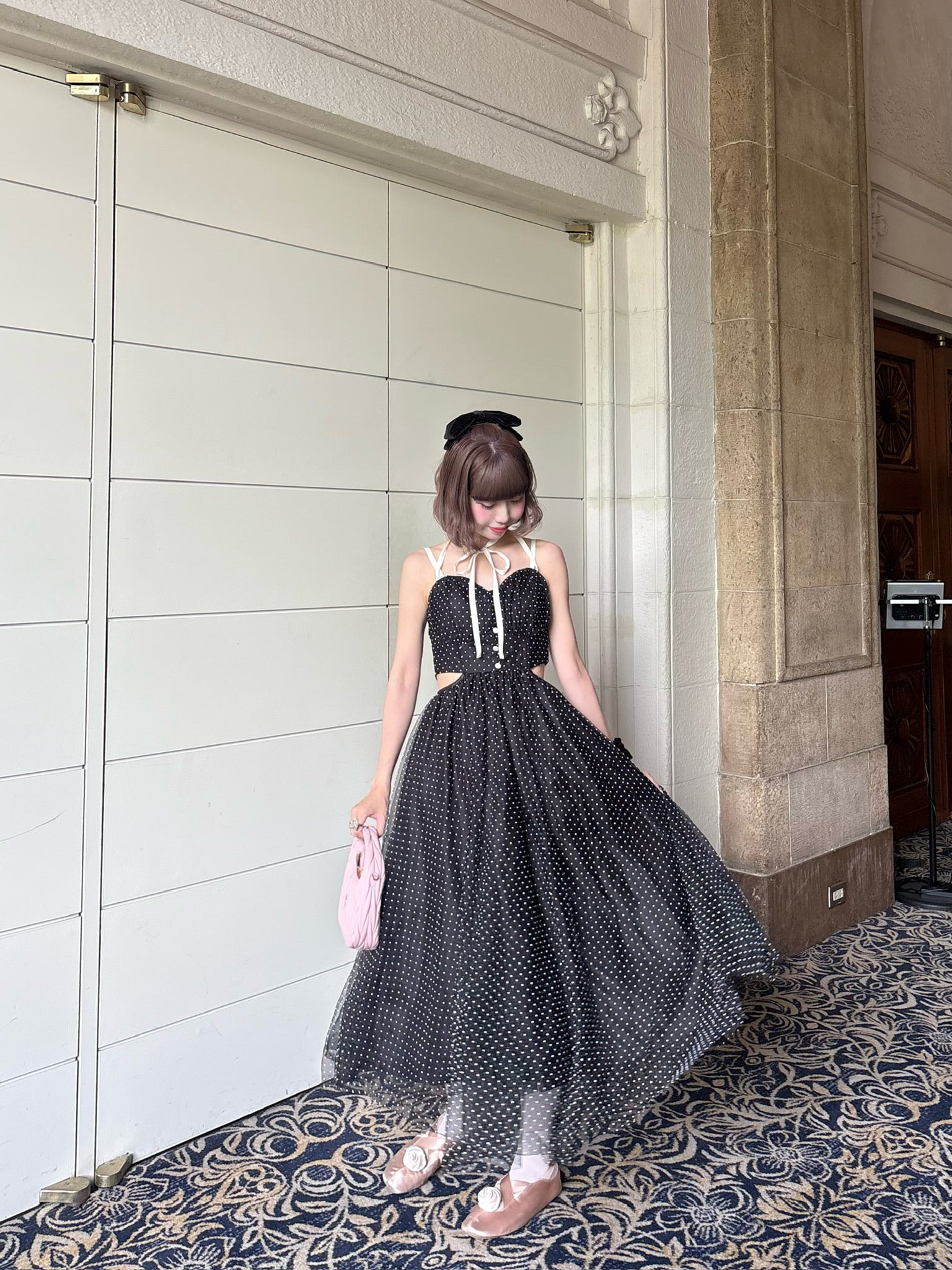treat ürself Dot tulle ribbon long dress Dot tulle ribbon long dress – Treat Ürself