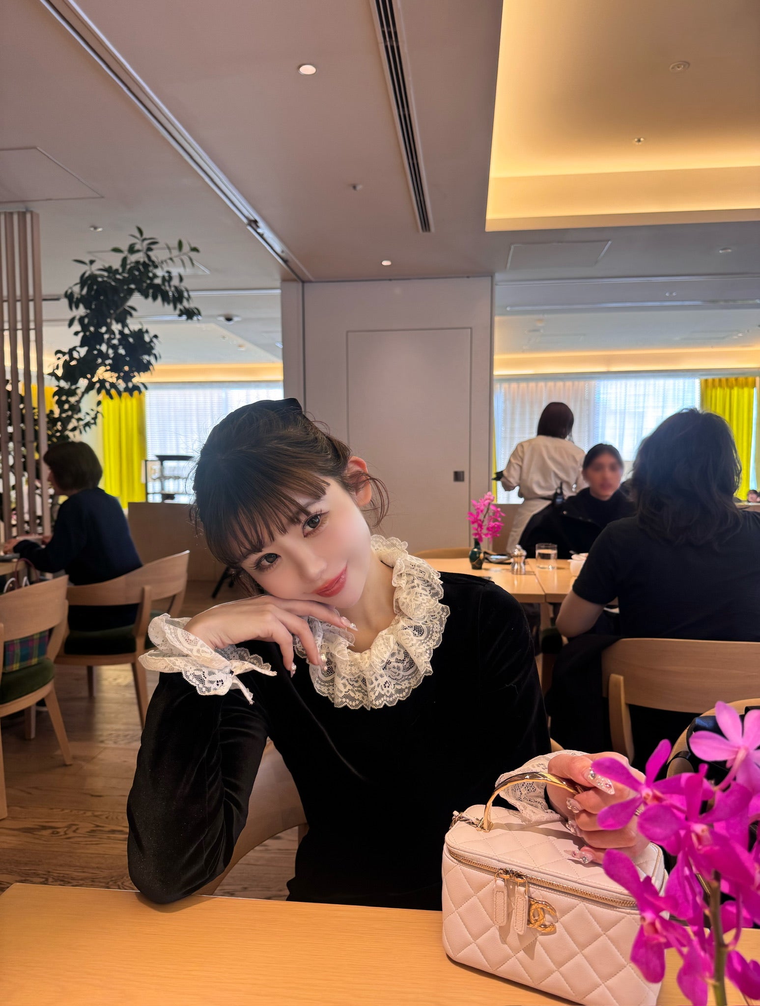 velours lace classical mini dress