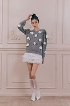 Rose motif pullover