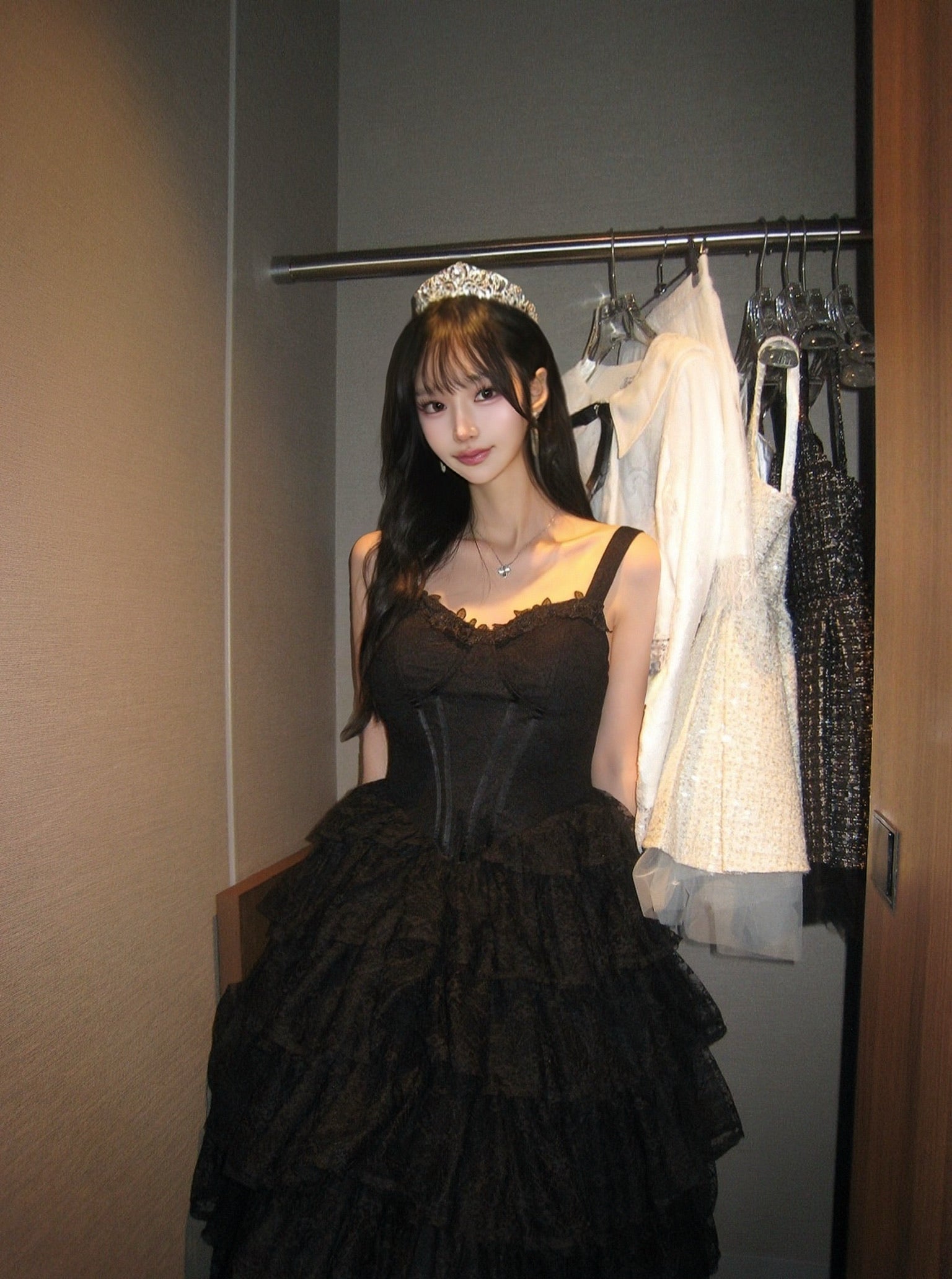 lace corset long dress