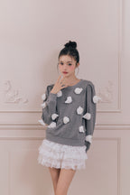 Rose motif pullover