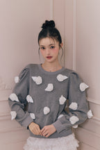 Rose motif pullover