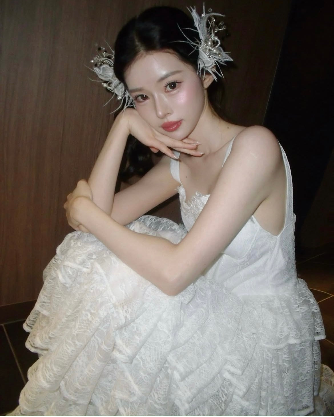 lace corset long dress