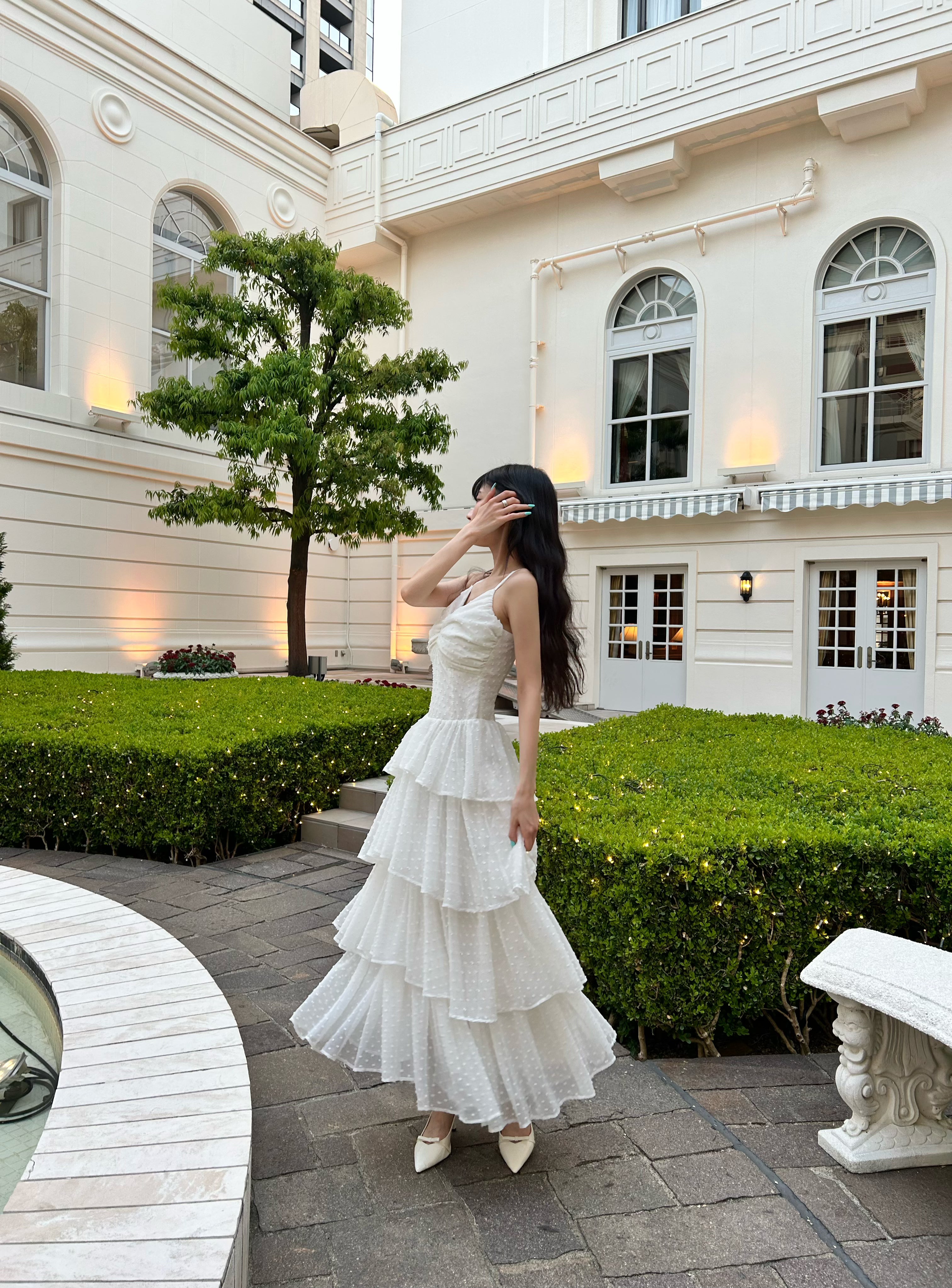 frill tiered cami long dress