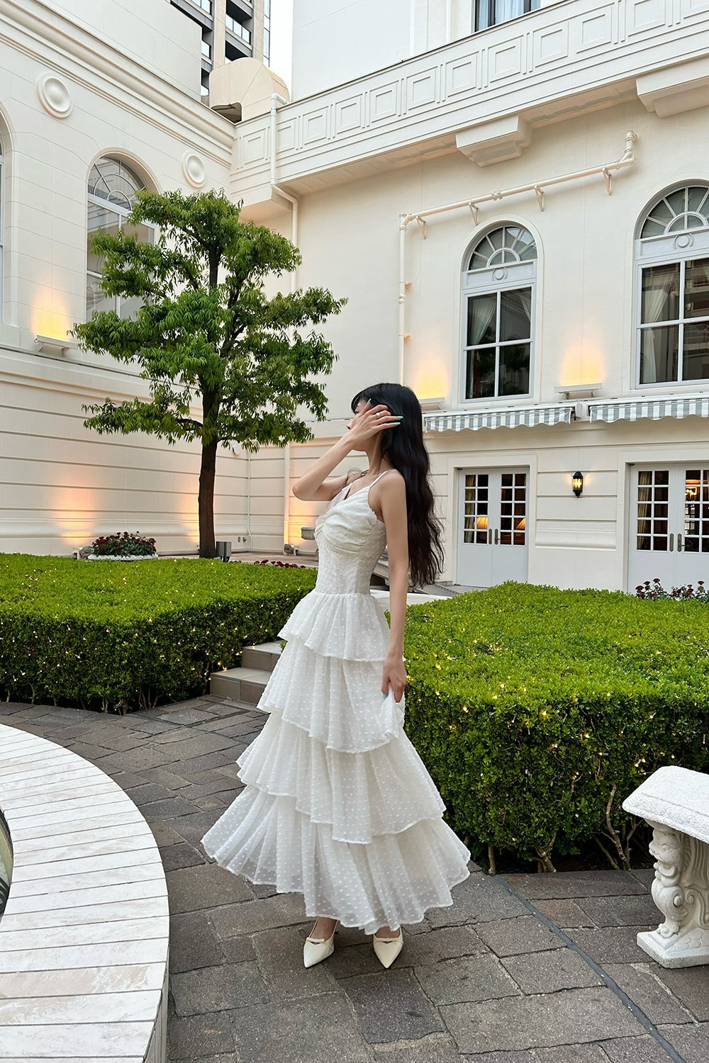 frill tiered cami long dress