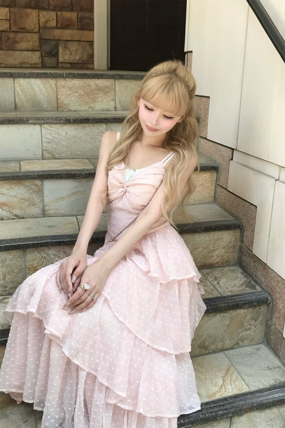 frill tiered cami long dress