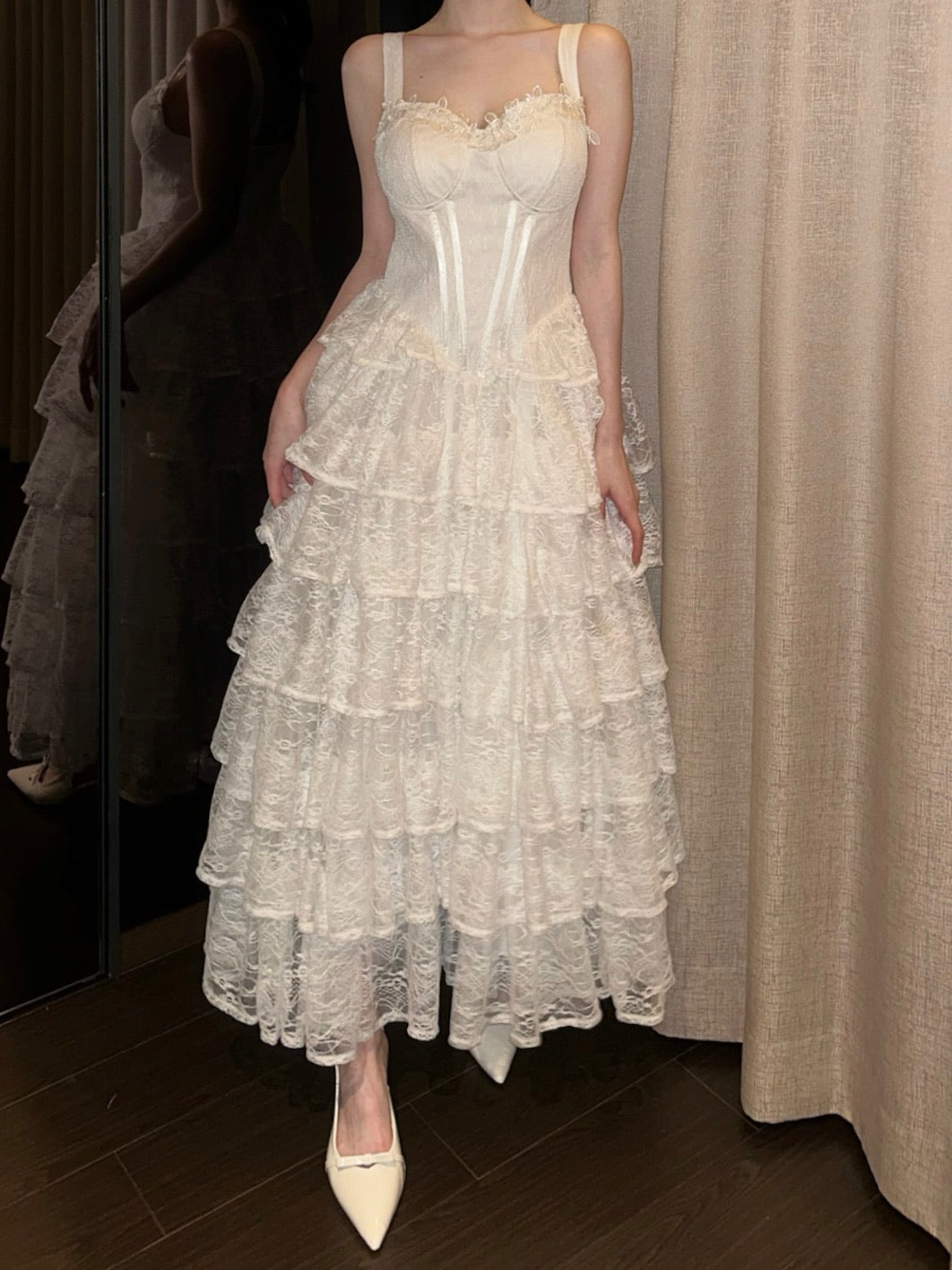 lace corset long dress