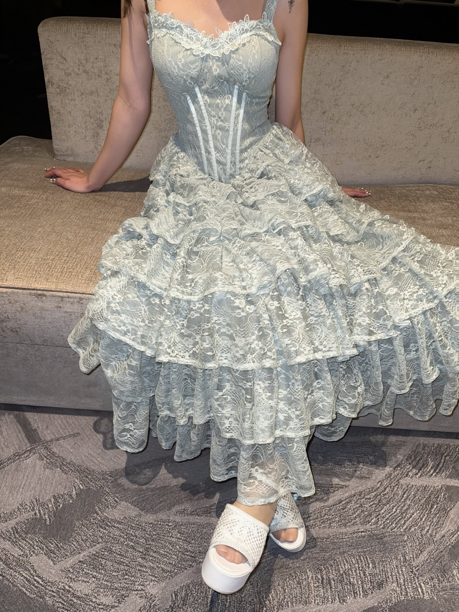 lace corset long dress