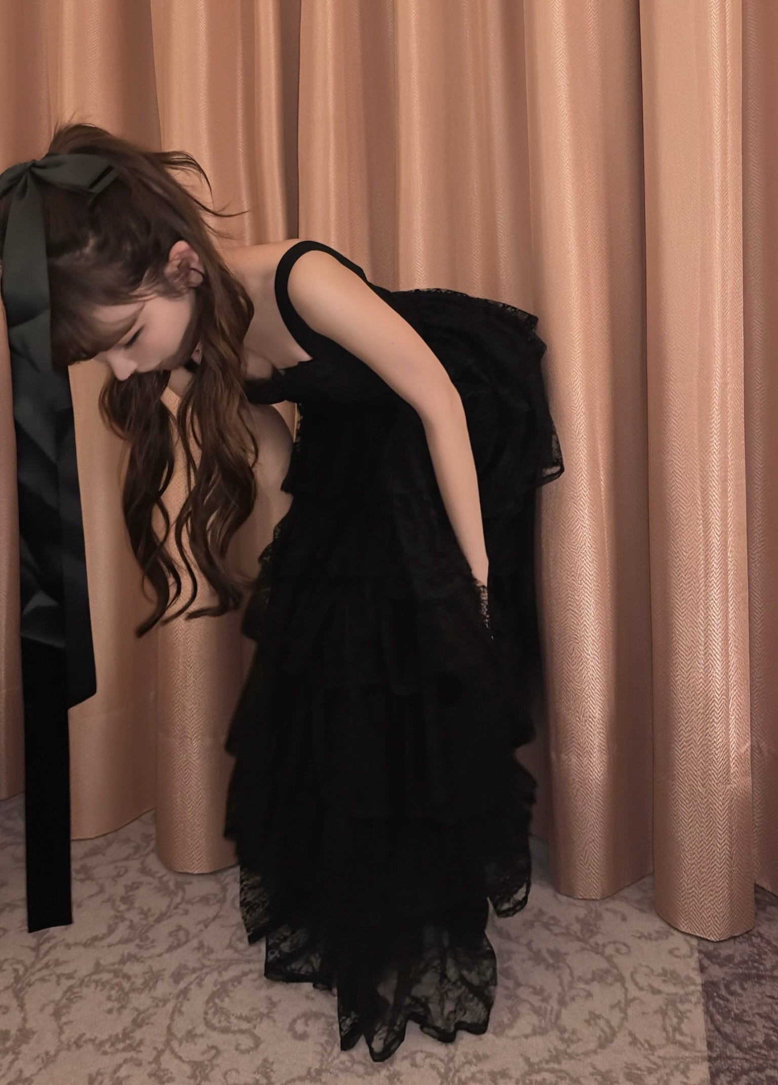 lace corset long dress