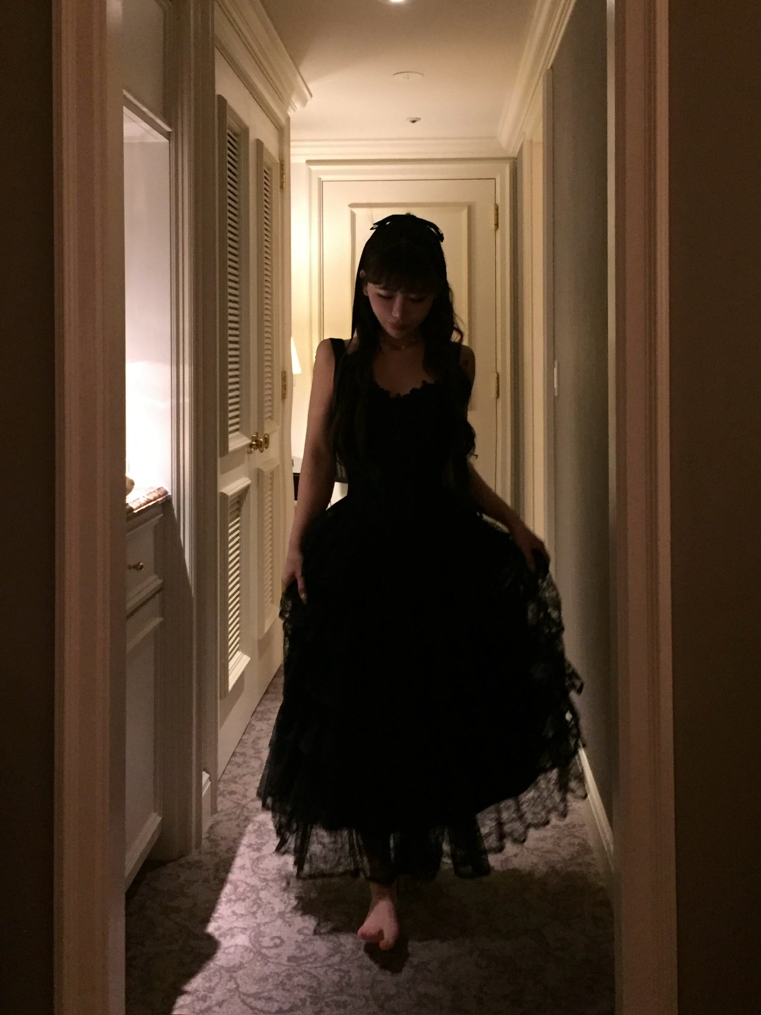 lace corset long dress