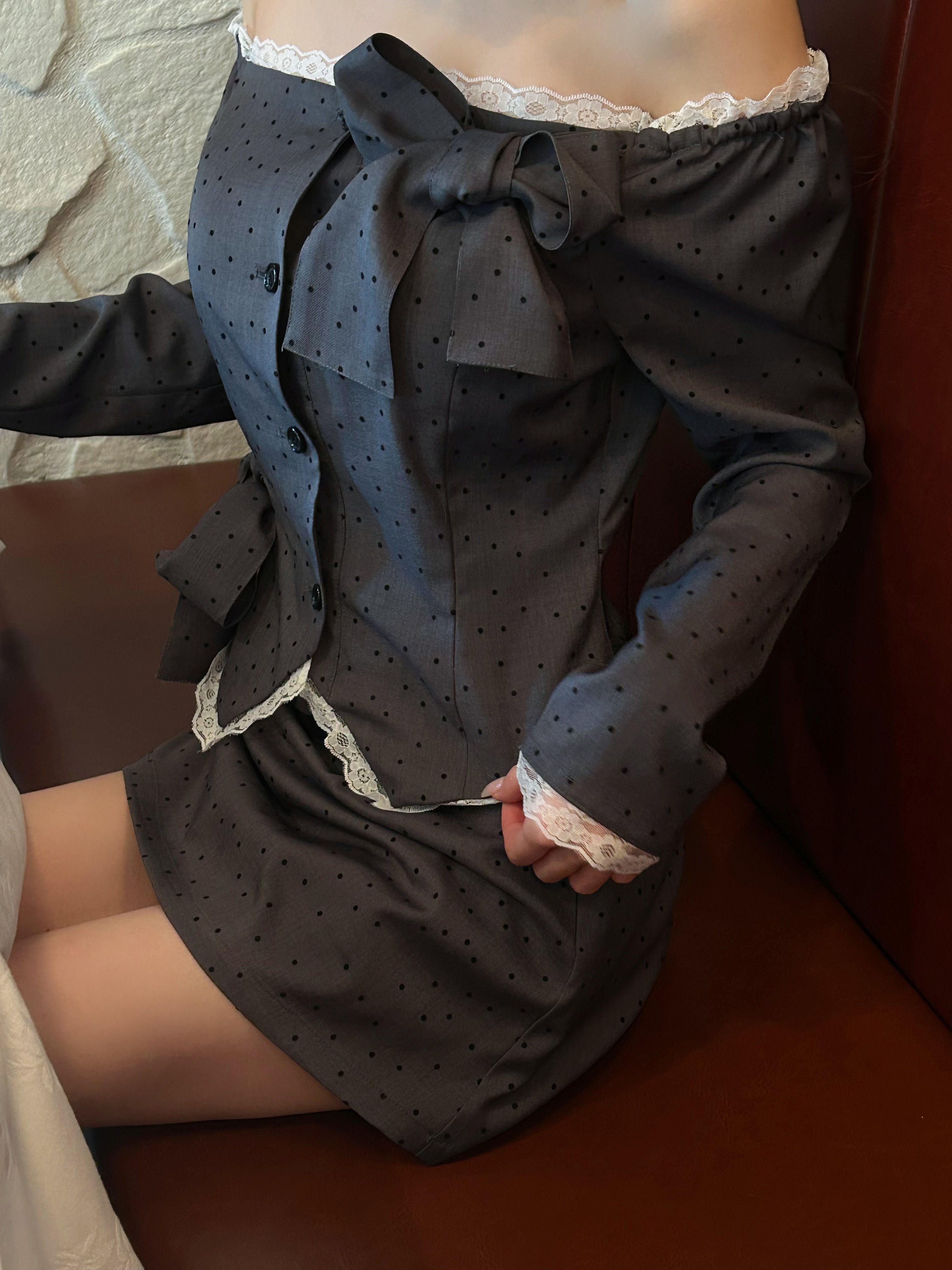 Juliet ribbon dot mini skirt