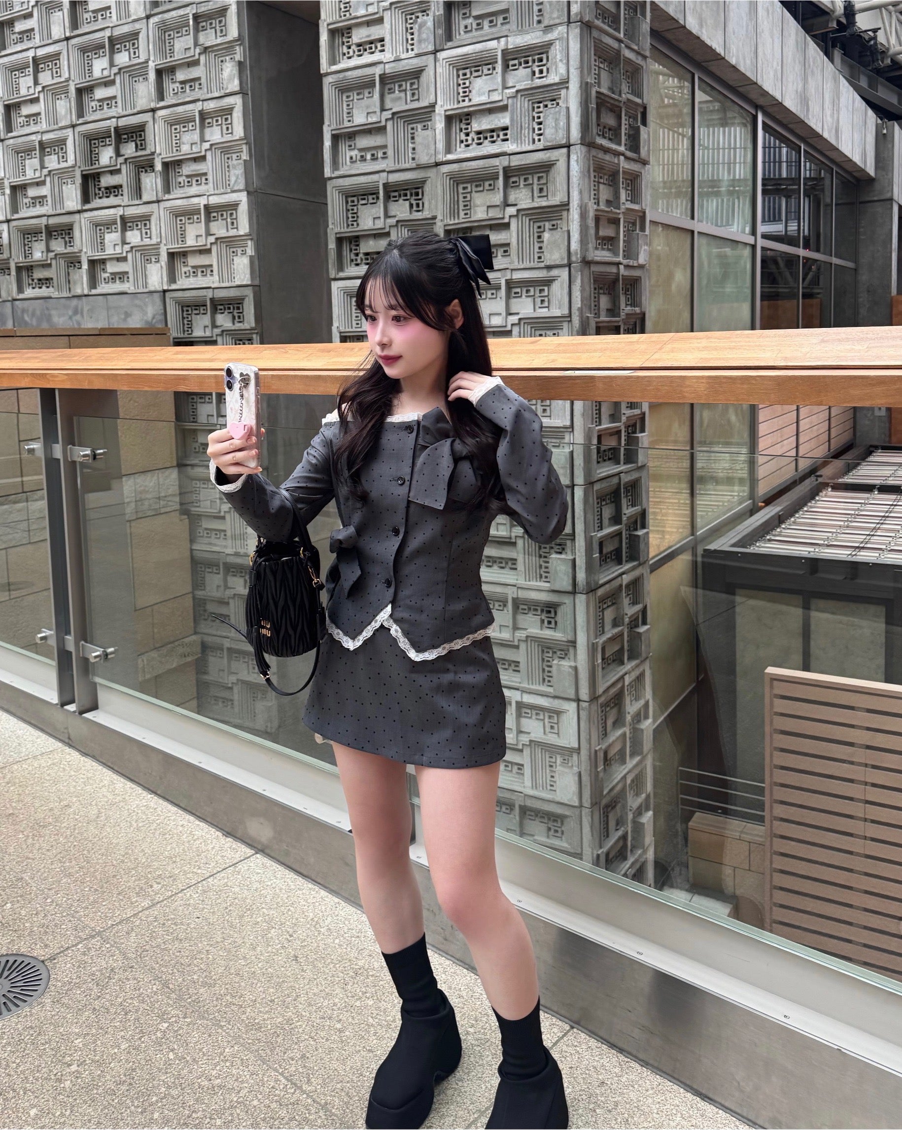 Juliet ribbon dot mini skirt