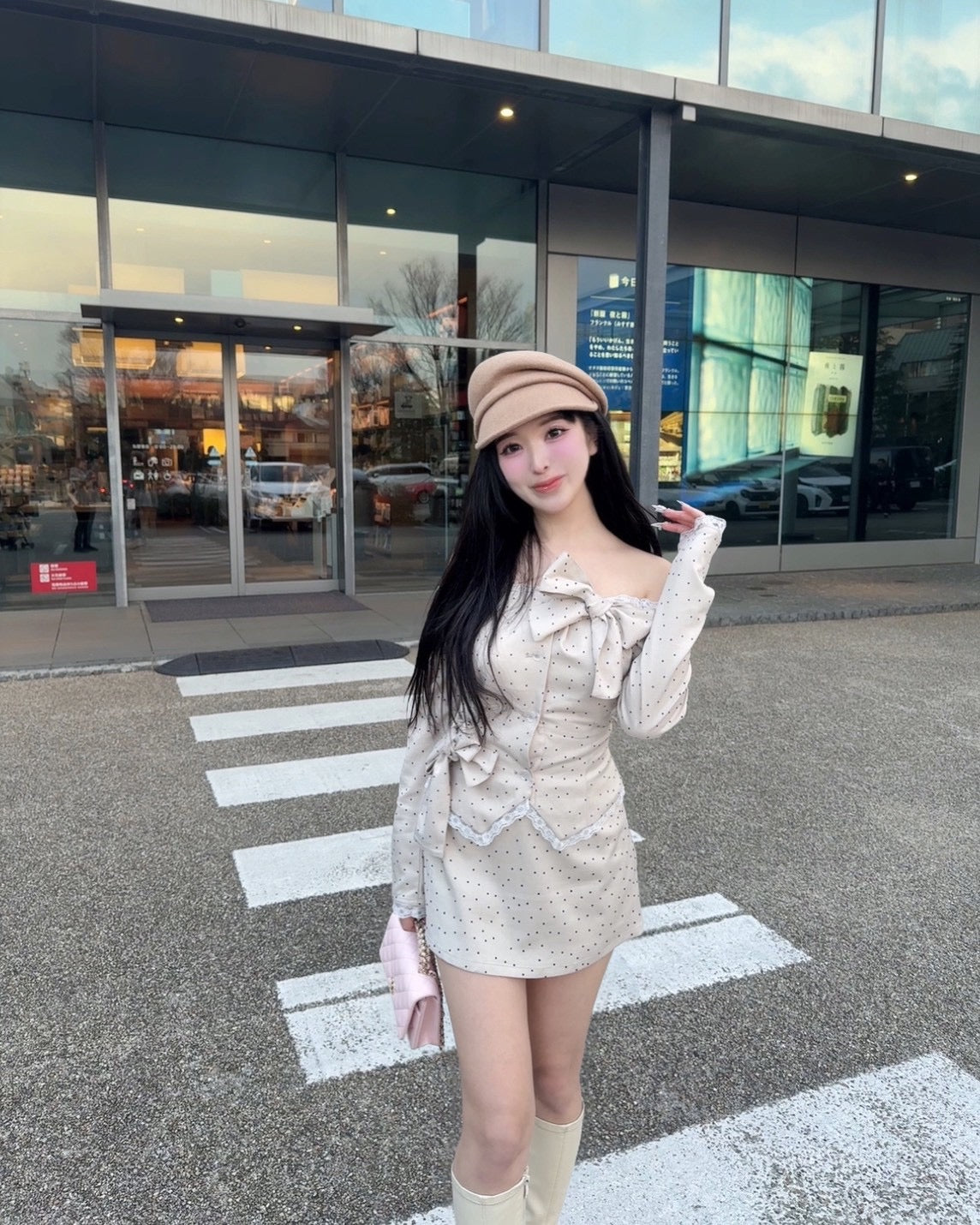 Juliet ribbon dot mini skirt