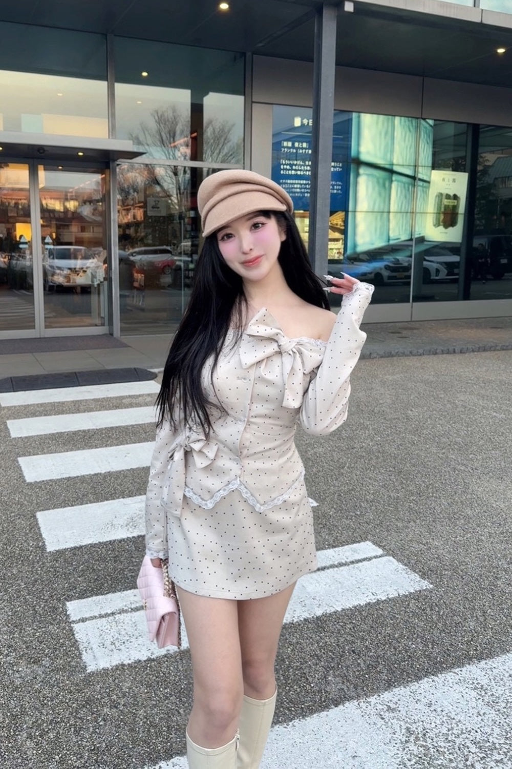 Juliet ribbon dot mini skirt