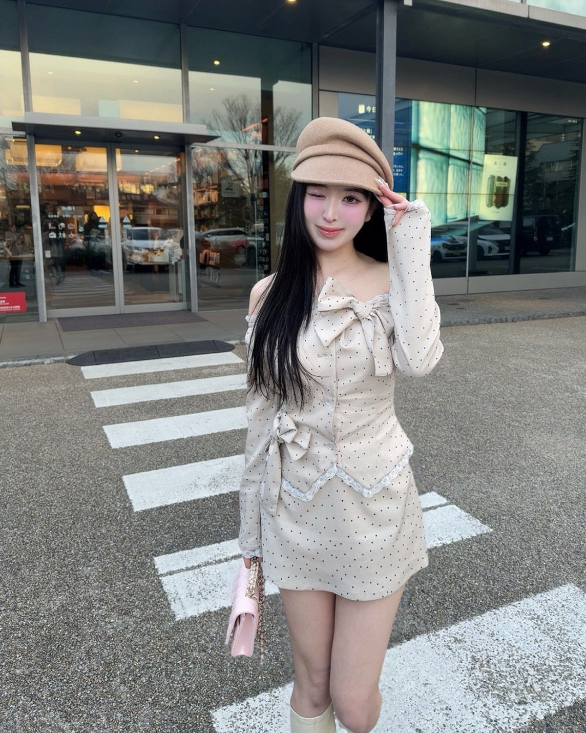 Juliet ribbon dot mini skirt