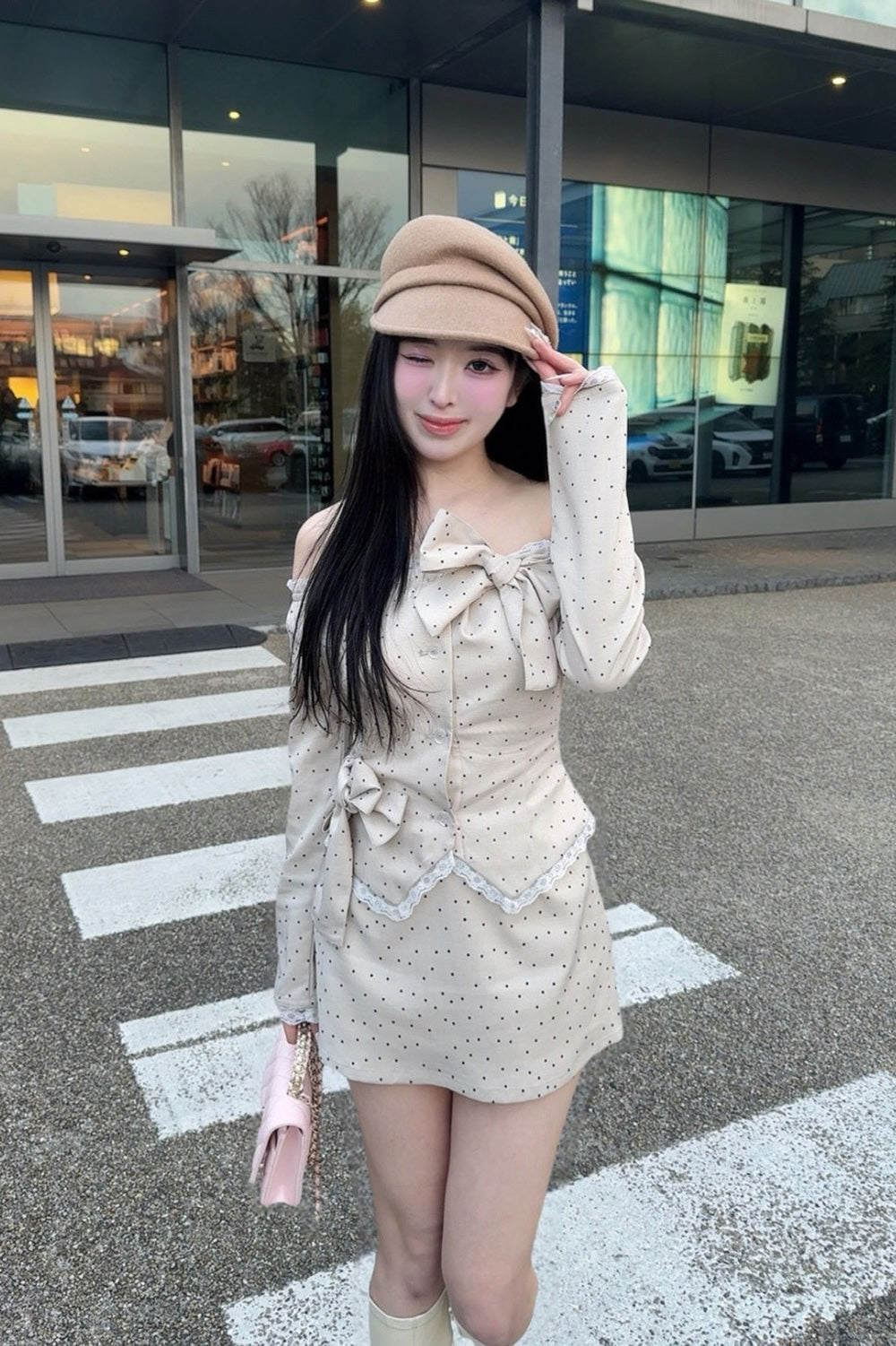 Juliet ribbon dot mini skirt