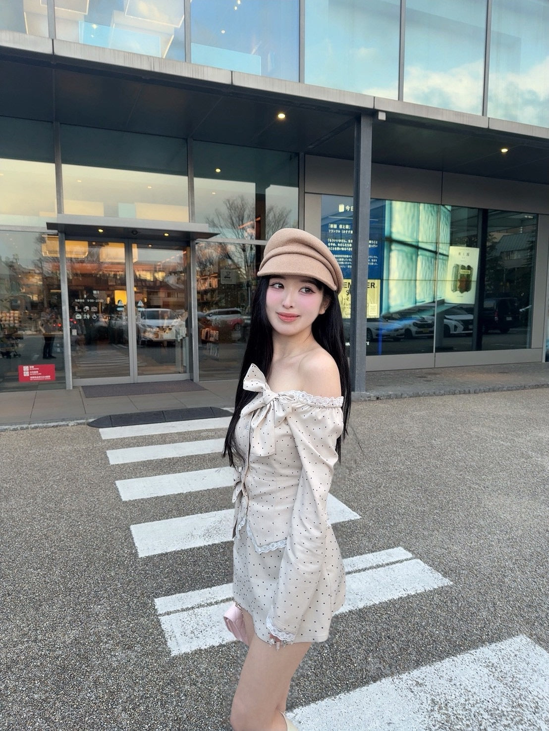 Juliet ribbon dot mini skirt