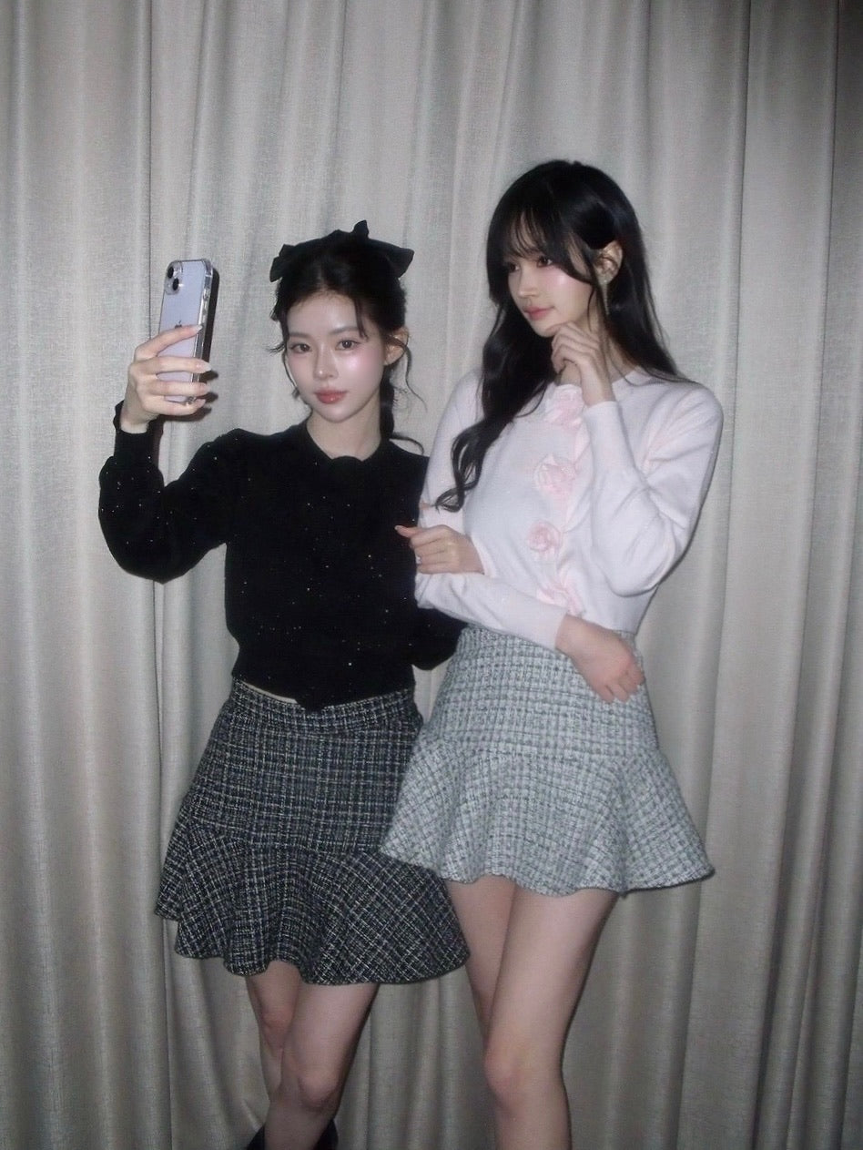 Elise Tweed Flare Mini Skirt