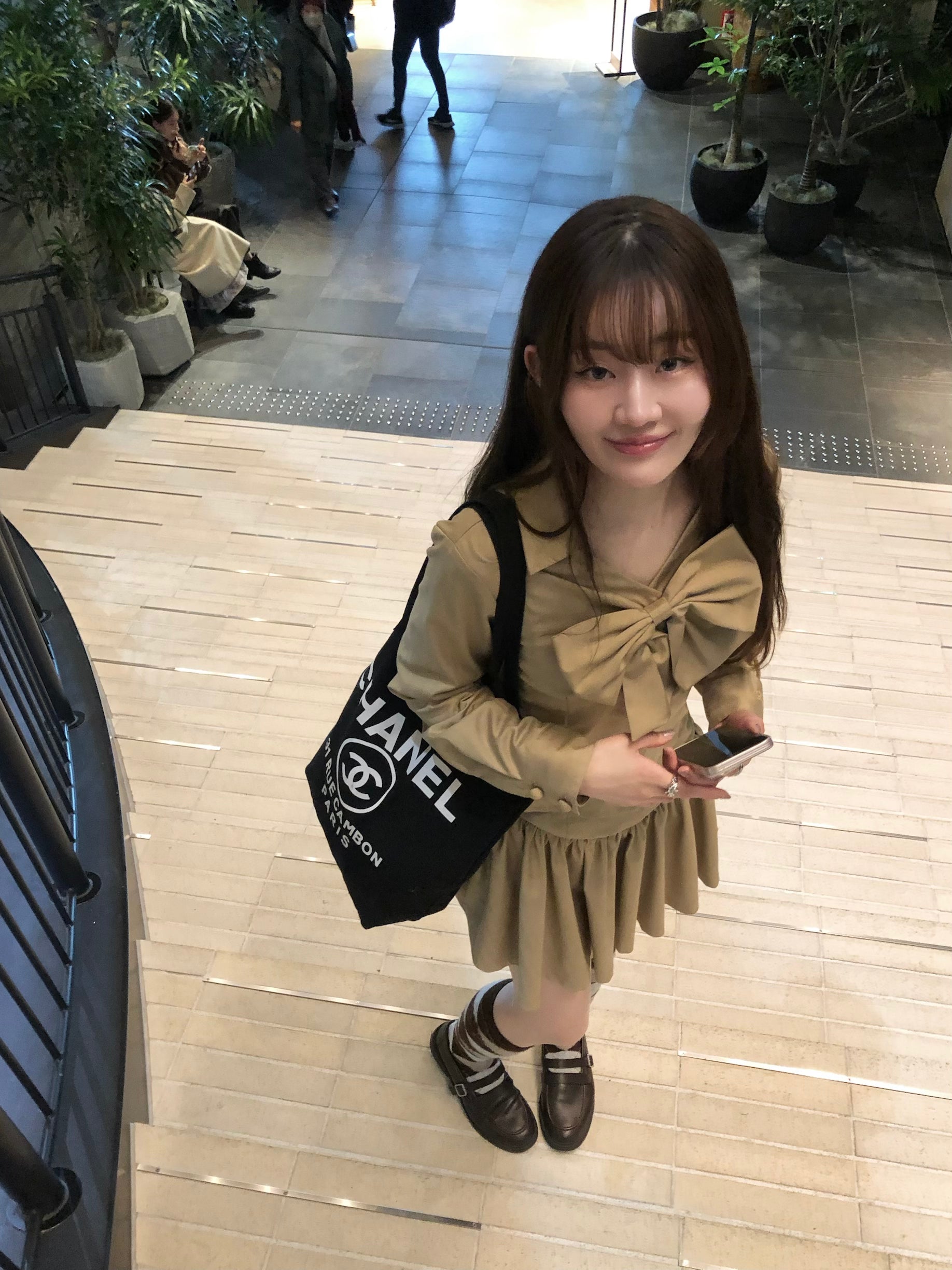 Gather flare mini skirt