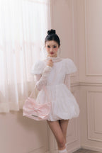 Flower petal jacquard balloon one-piece