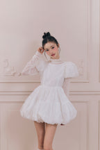 Flower petal jacquard balloon one-piece