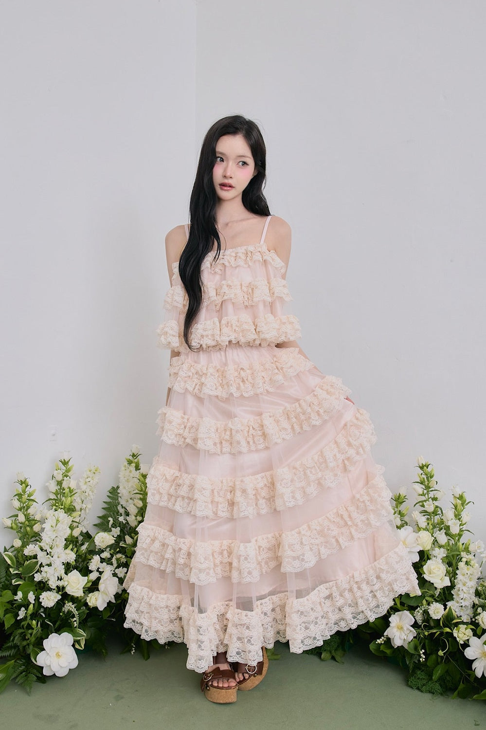 Ballerina lace tulle long skirt