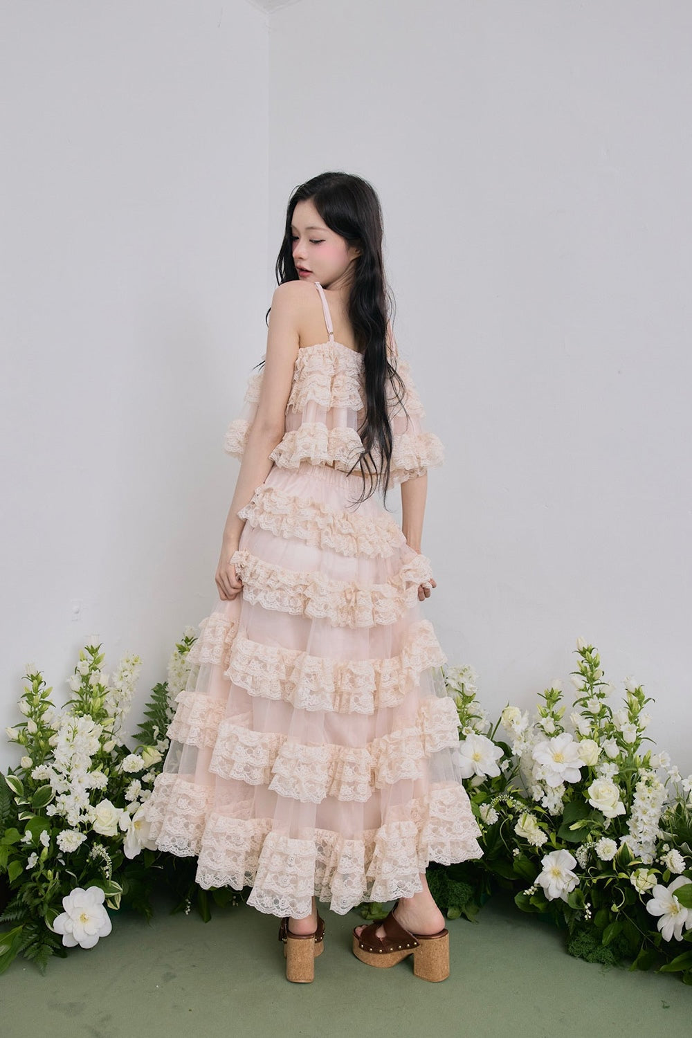 Ballerina lace tulle long skirt
