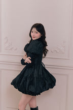 Flower petal jacquard balloon one-piece