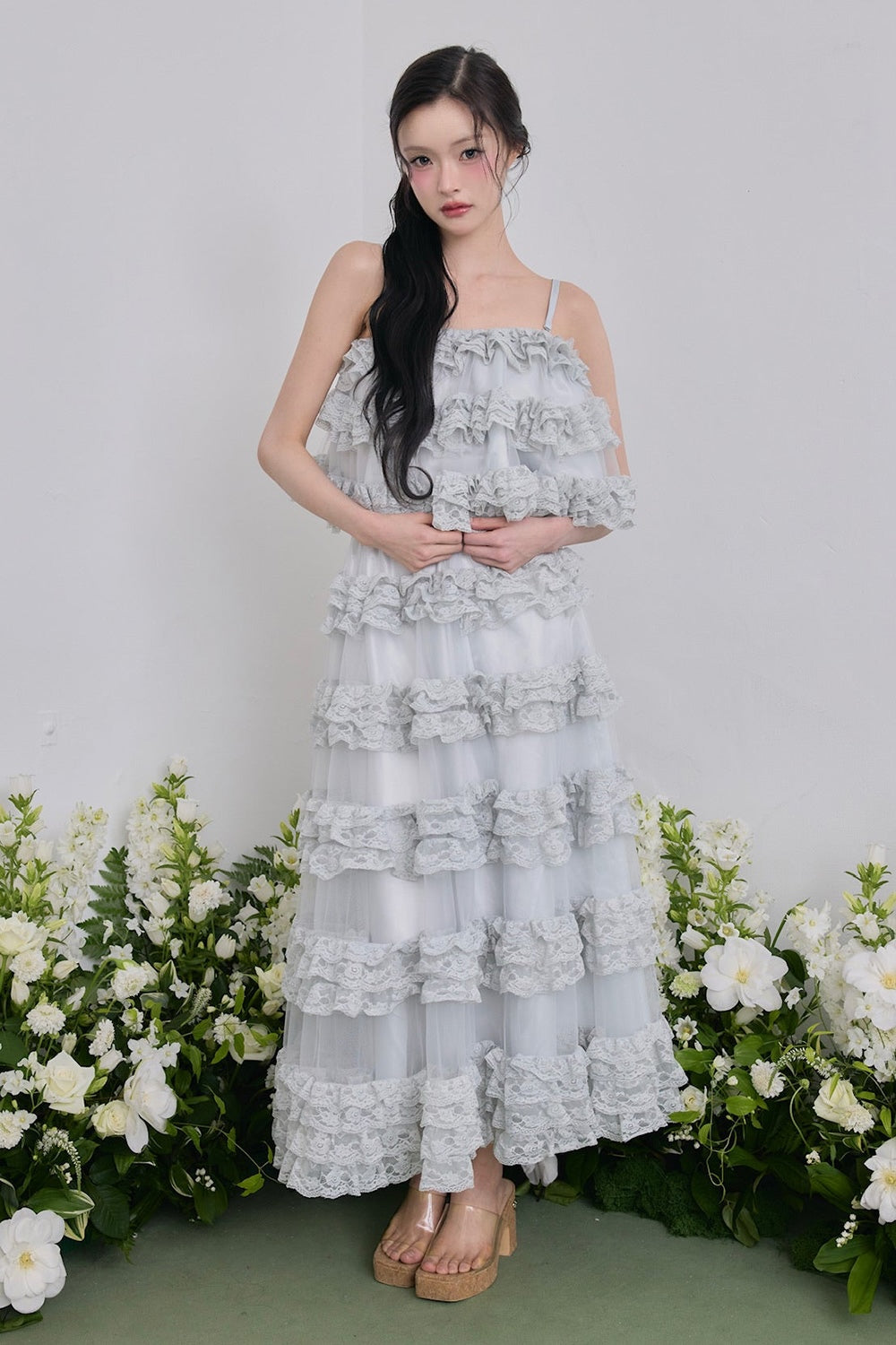 Ballerina lace tulle long skirt