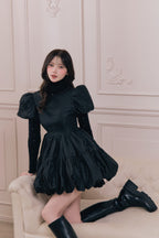 Flower petal jacquard balloon one-piece