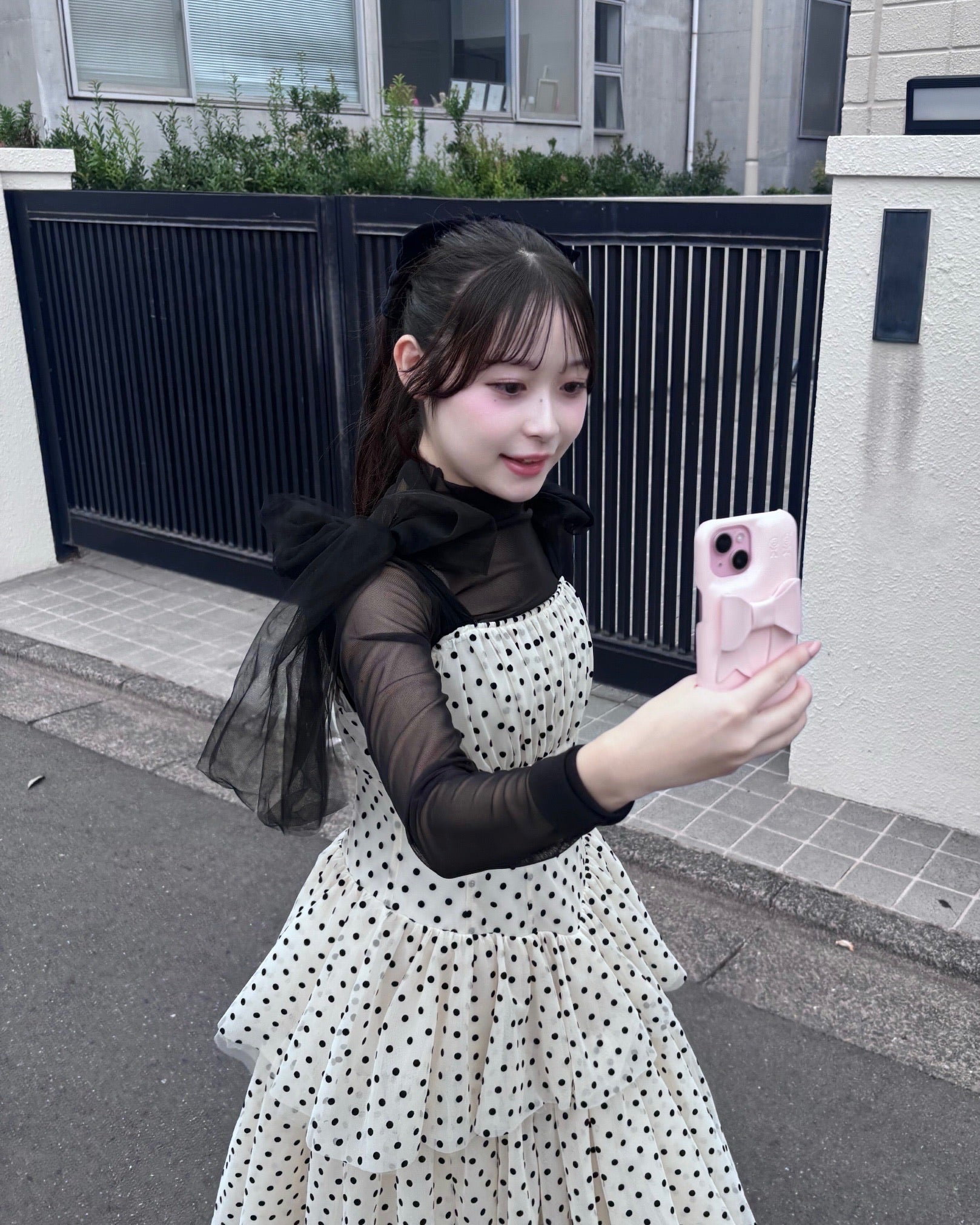 "Ballerina"ribbon tulle dot dress