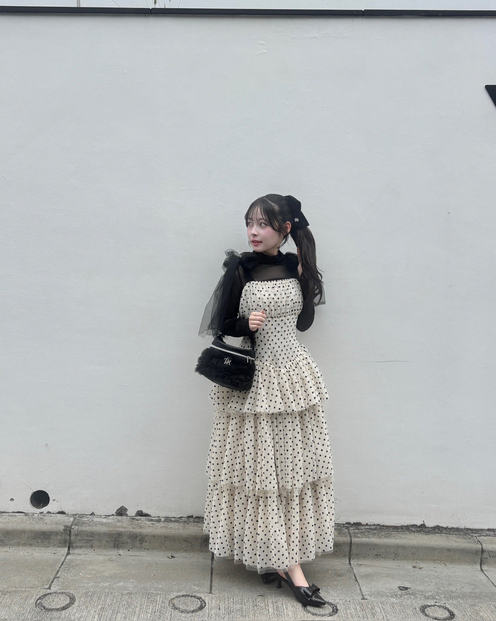 "Ballerina"ribbon tulle dot dress