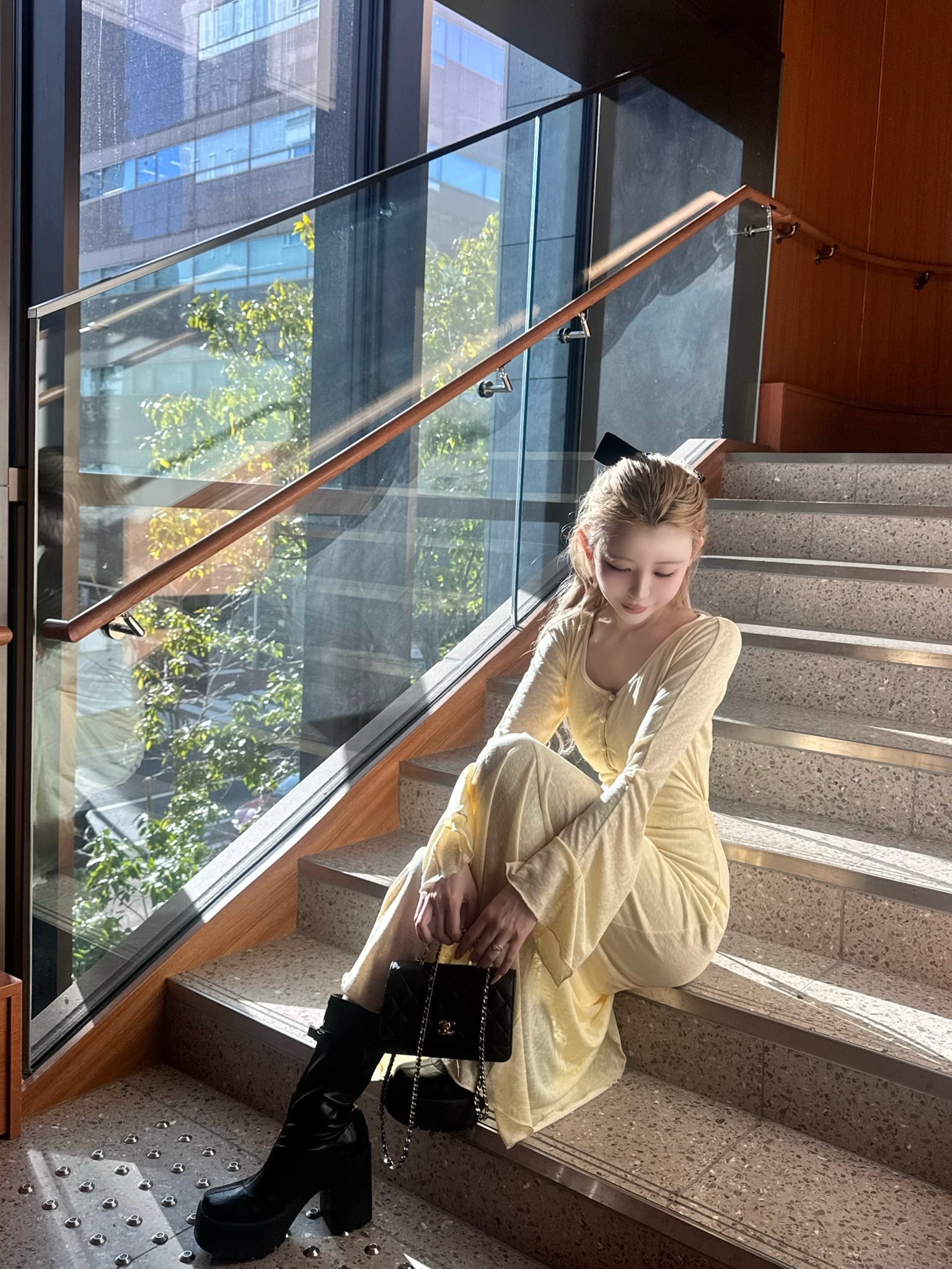 Sheer Cut Flare long one-piece