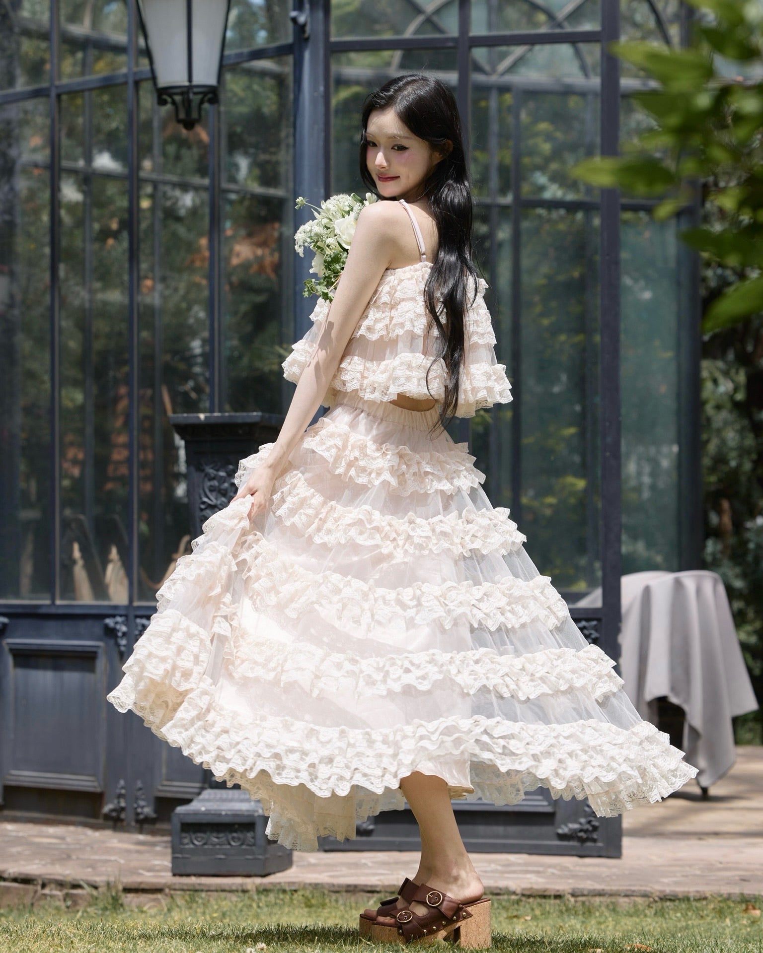 【予約販売】Ballerina lace tulle long skirt