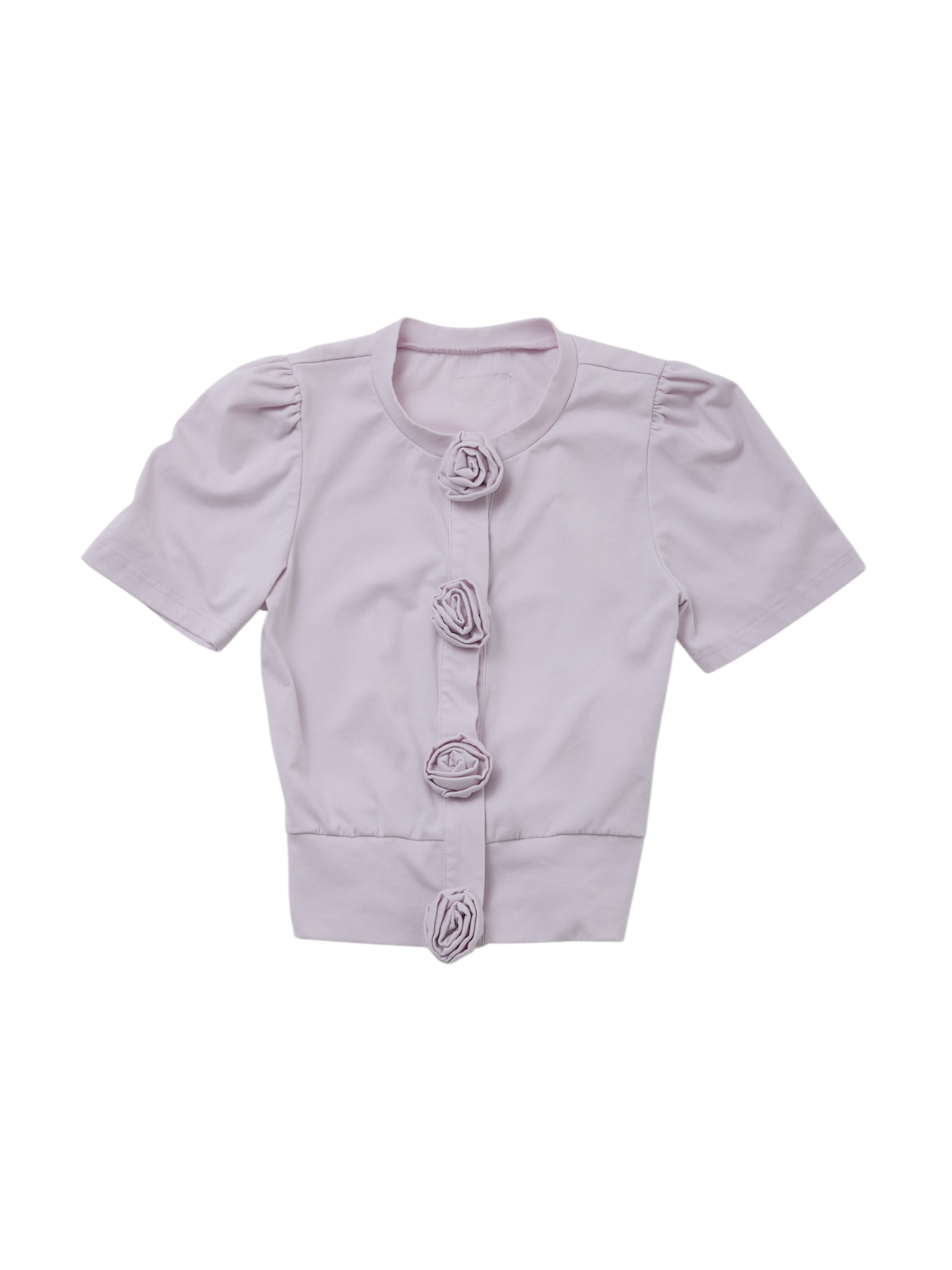 Rose flower motif short sleeve cardigan