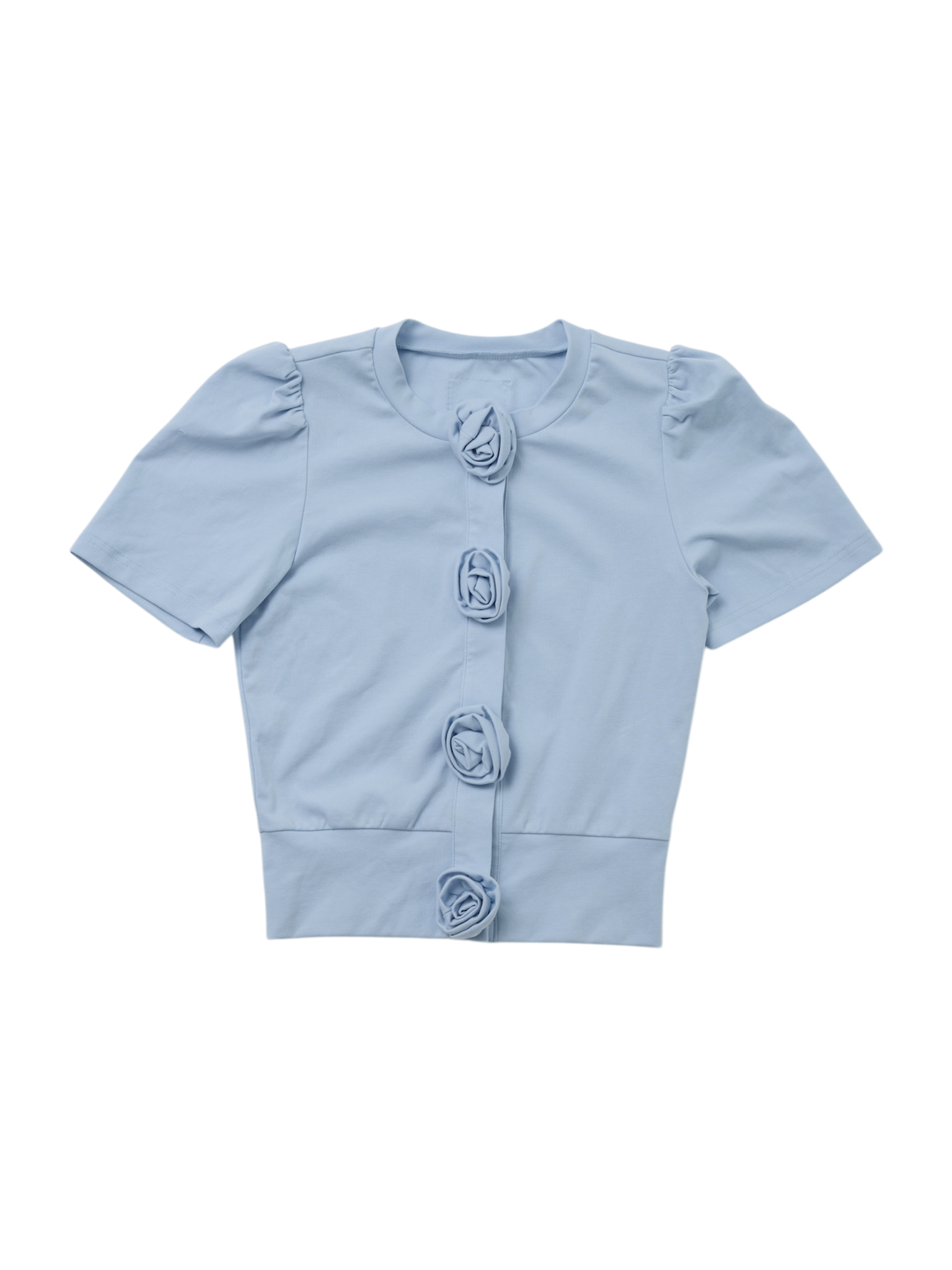 Rose flower motif short sleeve cardigan