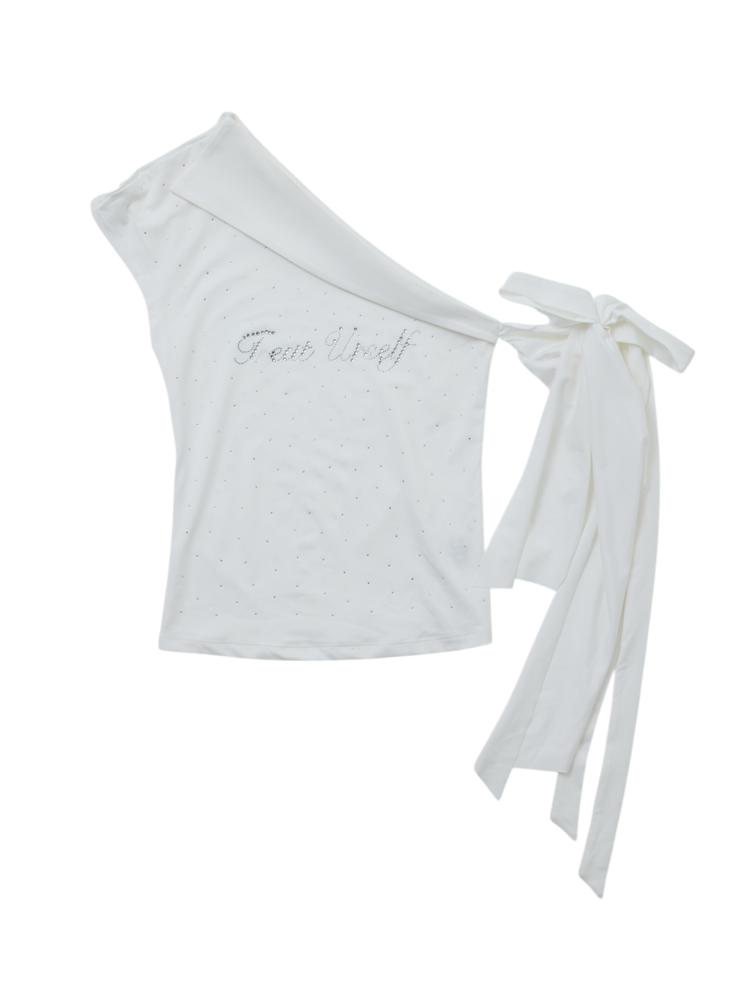 Ribbon charm one shoulder T-shirts