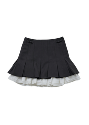 Ribbon pleats frill mini skirt