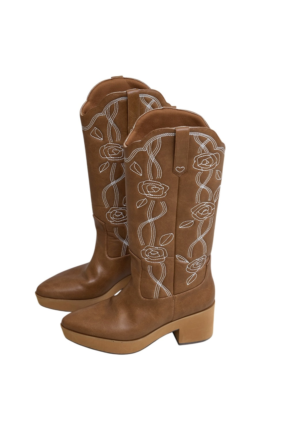 Rose embroidery western boots