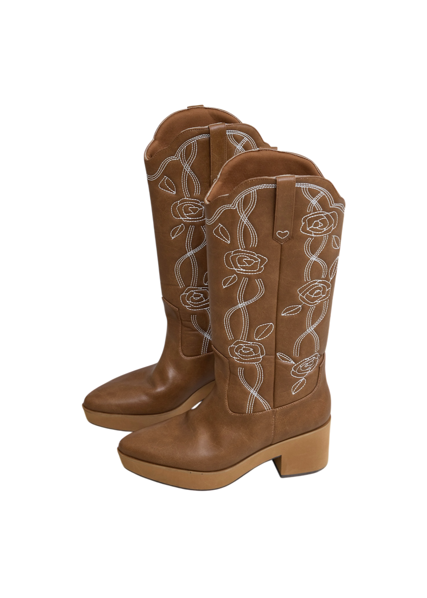 Rose embroidery western boots