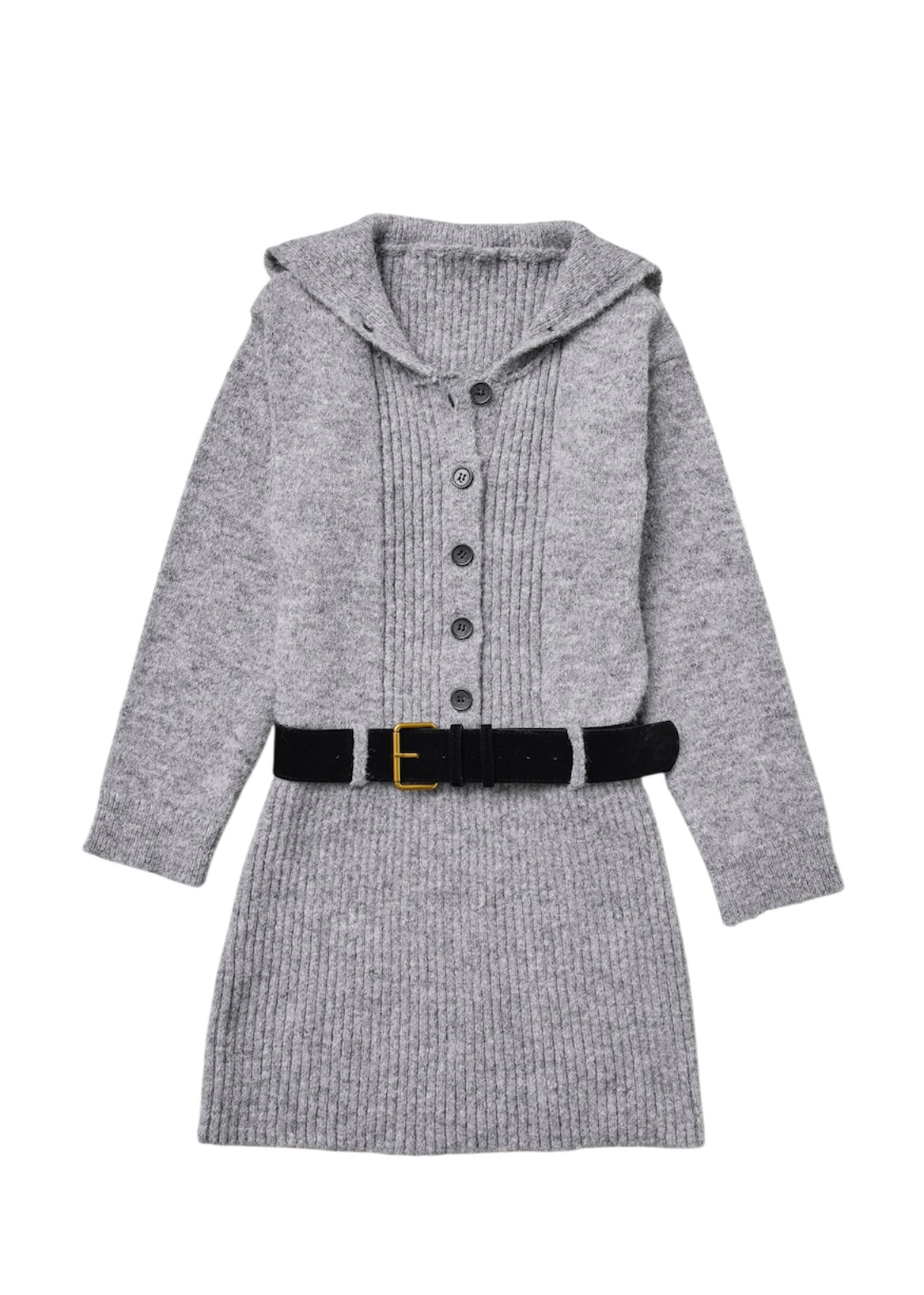 sailor collar knit one-piece (gray)