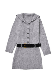 sailor collar knit one-piece (gray)