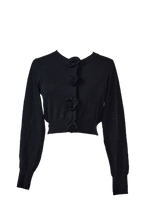 rose motif lame knit cardigan