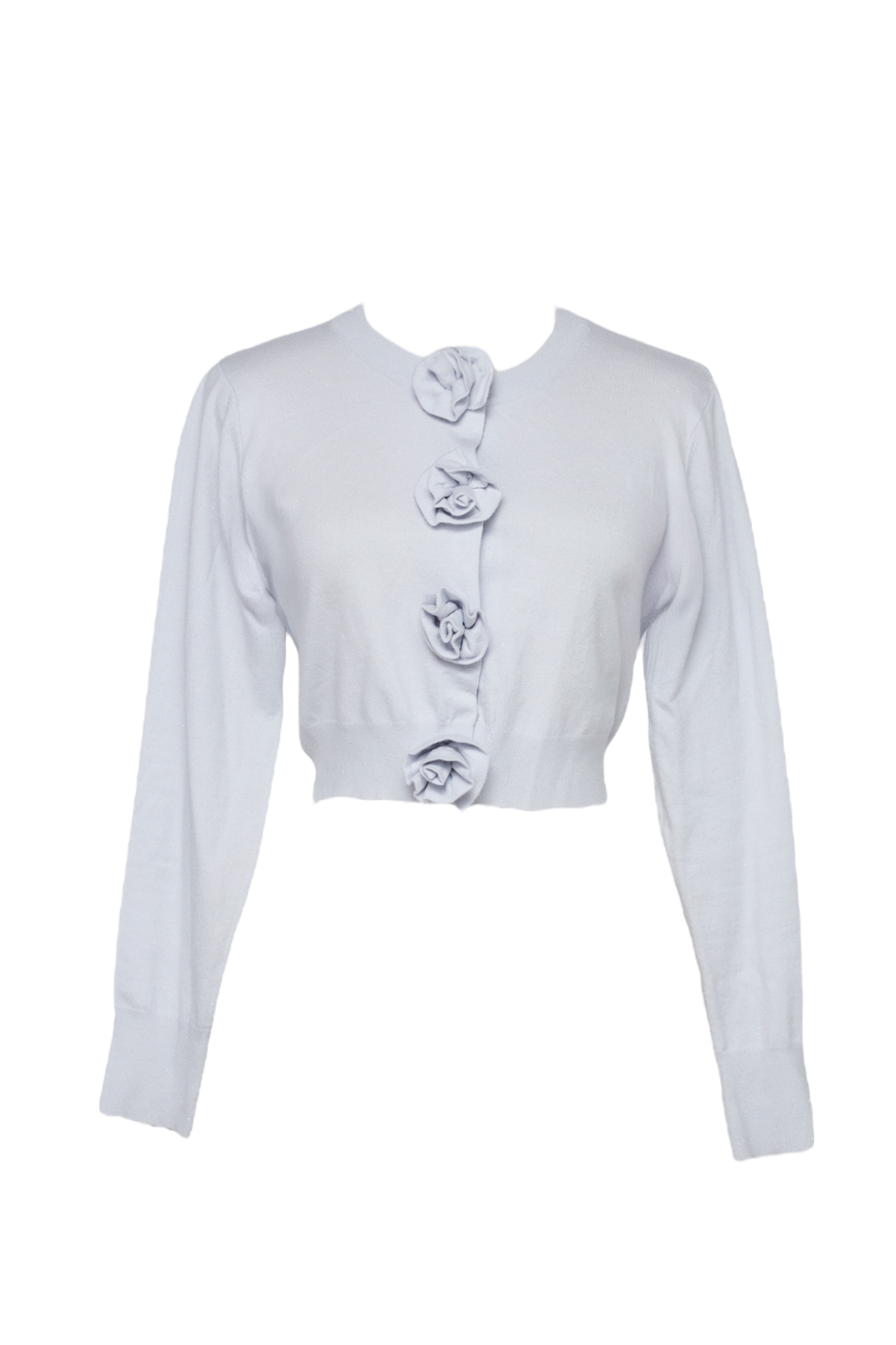 rose motif lame knit cardigan