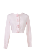 rose motif lame knit cardigan