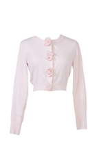 rose motif lame knit cardigan