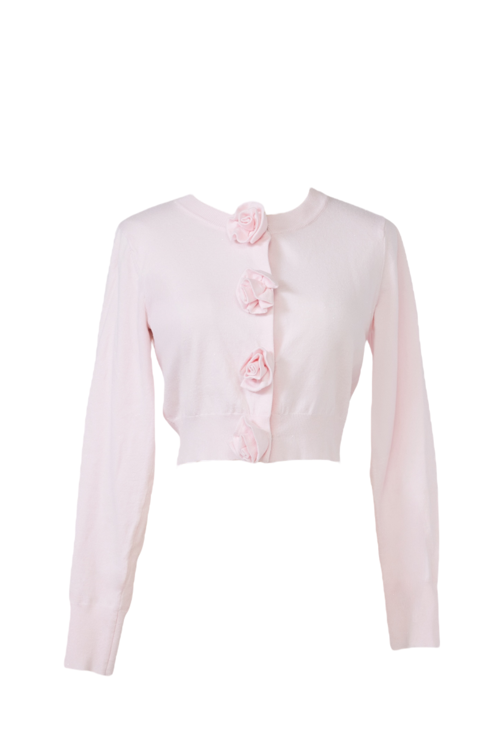 rose motif lame knit cardigan